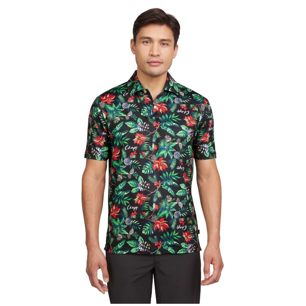 Chaps Men's & Big Men's Holiday and Christmas Printed Performance Polos, Size M